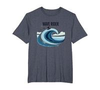 Motif Graphique Wave Rider Surfer Ocean Beach T-Shirt, Homme Grandes Tailles, Bleu Chiné, 4X Tall