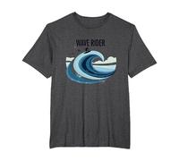 Motif Graphique Wave Rider Surfer Ocean Beach T-Shirt, Homme Grandes Tailles, Chiné Foncé, 4X Tall