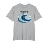 Motif Graphique Wave Rider Surfer Ocean Beach T-Shirt, Homme Grandes Tailles, Gris Chiné, 4X Tall