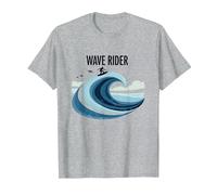 Motif Graphique Wave Rider Surfer Ocean Beach T-Shirt, Homme, Gris Chiné, 4XL
