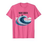 Motif Graphique Wave Rider Surfer Ocean Beach T-Shirt, Homme, Rose Chiné, XL