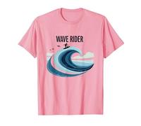 Motif Graphique Wave Rider Surfer Ocean Beach T-Shirt, Homme, Rose, L