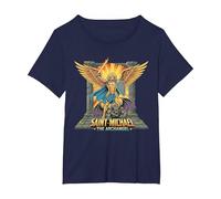 Motif Guerrier de l'archange Saint Michel T-Shirt, Femme Grandes Tailles, Bleu Marine, 1X