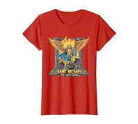 Motif Guerrier de l'archange Saint Michel T-Shirt, Femme, Rouge, XL
