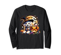 Motif Halloween Chiot Sorcière Fille Manche Longue