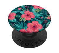 Motif Hibiscus rétro. Hibiscus Tropical PopSockets PopGrip Adhésif