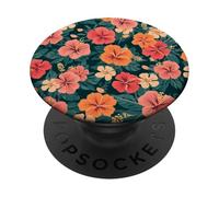 Motif Hibiscus rétro. Hibiscus Tropical PopSockets PopGrip Adhésif