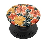 Motif Hibiscus rétro. Hibiscus Tropical PopSockets PopGrip Adhésif