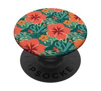 Motif Hibiscus rétro. Hibiscus Tropical PopSockets PopGrip Adhésif