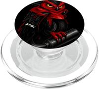 Motif Hibou Rouge féroce avec Sportbike Energy Moto Rider PopSockets PopGrip pour MagSafe