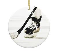 Motif hockey sur glace imprimé sapin de Noël décoration de Noël personnalisée à suspendre en céramique pour adultes idées décoration de vacances