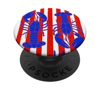 Motif homard à rayures rouges et blanches, esthétique pêcheur PopSockets PopGrip Adhésif
