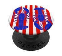 Motif homard à rayures rouges et blanches, esthétique pêcheur PopSockets PopGrip Adhésif