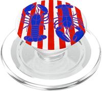 Motif homard à rayures rouges et blanches, esthétique pêcheur PopSockets PopGrip pour MagSafe
