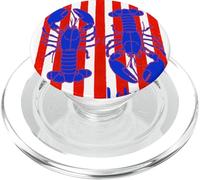Motif homard à rayures rouges et blanches, esthétique pêcheur PopSockets PopGrip pour MagSafe