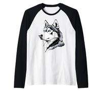 Motif Husky Amoureux des Chiens J'aime Les Huskys Sibériens Manche Raglan