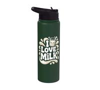 Motif « I Love Milk Happy Drink Splash » Stainless Steel Insulated Water Bottle
