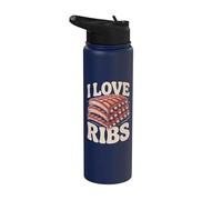 Motif I Love Ribs Meat Enthusiast Stainless Steel Insulated Water Bottle