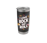 Motif I Love Rock And Roll Music Passion Gobelet isotherme en acier inoxydable double paroi