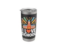 Motif « I Love School Academic Spirit » Gobelet isotherme en acier inoxydable double paroi