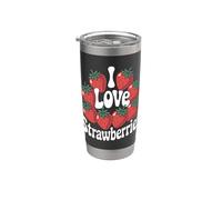 Motif I Love Strawberries Berry Fruit Gobelet isotherme en acier inoxydable double paroi
