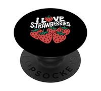 Motif I Love Strawberries Juicy Fruit PopSockets PopGrip Adhésif