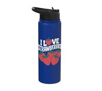 Motif I Love Strawberries Juicy Fruit Stainless Steel Insulated Water Bottle