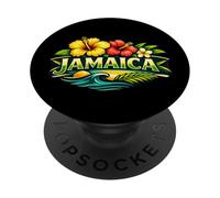 Motif île Tropicale d'hibiscus de la Jamaïque PopSockets PopGrip Adhésif