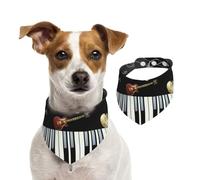 Motif imprimé Guitare Piano,Bandanas pour Chien, écharpe en Coton, Bavoirs réglables pour Animaux de Compagnie,S