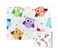 Motif imprimé Hibou Animal Mignon,Puzzle Familial en Bois de 500 pièces pour Adultes et Adolescents, décoration d'intérieur