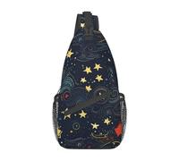 Motif Imprimé sans Couture Nuit Étoilée Unisexe Sacs À Dos Porté Travers Casual Crossbody Bag Pratique Sacs D'Epaule pour Excursion Sport Travail Camping