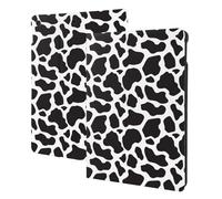 Motif imprimé vache noire et blanche compatible avec iPad 9e/8e/7e génération - Compatible avec iPad 10.2, étui de tablette compatible avec iPad avec fonction trépied robuste