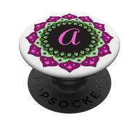 Motif inspiré du Mandala (33) avec Monogramme Lettre A PopSockets PopGrip Adhésif