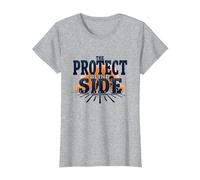 Motif Joueur de Ligne de Football Protect The Blind Side T-Shirt, Femme, Gris Chiné, M