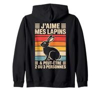 Motif Lapin Theme Rigolo Message écrit J'aime Mes Lapins Sweat à Capuche