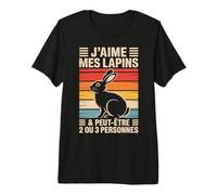 Motif Lapin Theme Rigolo Message écrit J'aime Mes Lapins T-Shirt Haut de Gamme