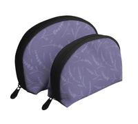 Motif Lavande, Trousse de Maquillage Coquille Femme Petit Porte-Monnaie Trousse de Toilette Trousse à cosmétiques 2 pièces