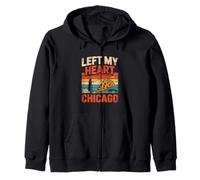 Motif « Left My Heart in Chicago and Pizza Slice » Sweat à Capuche