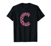 Motif Léopard Rose Monogramme de Lettre C en Anglais T-Shirt
