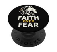 Motif Lion chrétien Faith Over Fear pour Hommes, Femmes, Adolescents PopSockets PopGrip Adhésif
