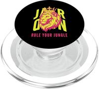 Motif Lion couronné néon - Rule Your Jungle PopSockets PopGrip pour MagSafe