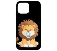 Motif Lion Grincheux avec tétine pour Fan de Safari et d'animaux Coque pour iPhone 16 Pro Max