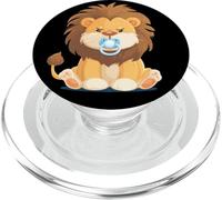 Motif Lion Grincheux avec tétine pour Fan de Safari et d'animaux PopSockets PopGrip pour MagSafe