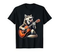 Motif Loup Jouant de la Guitare T-Shirt