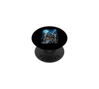 Motif Loup Loup Hurlant Foudre Nature Nuit PopSockets PopGrip Adhésif