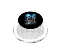Motif Loup Loup Hurlant Foudre Nature Nuit PopSockets PopGrip pour MagSafe