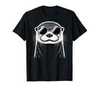 Motif Loutre Cool avec Lunettes de Soleil T-Shirt