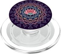Motif Mandala Fleur de Lotus Violet foncé et Rose PopSockets PopGrip pour MagSafe