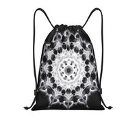 Motif Mandala Fractal Monochrome Art Numérique Homme Femme Sac À Cordon Résistant Sac À Dos À Cordon Grand Sacs De Sport Pour Vacances Natation Yoga