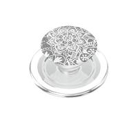 Motif Mandala Gris Fleurs Florales Mandalas Blanc PopSockets PopGrip pour MagSafe